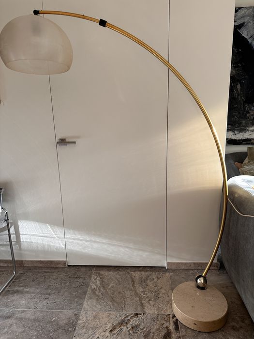 Goffredo Reggiani lampa łukowa mid century. Podstawa trawertyn