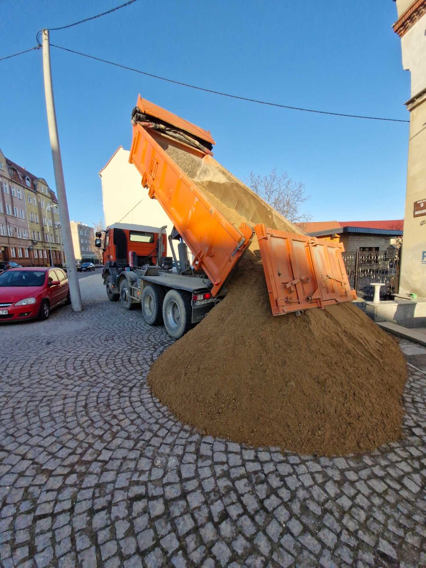 piasek pospółka płukany żwir kamień tłuczeń kruszywo humus drenaż grys