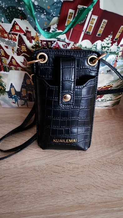 Nowa czarna rowerówka na telefon i kartę kredytową