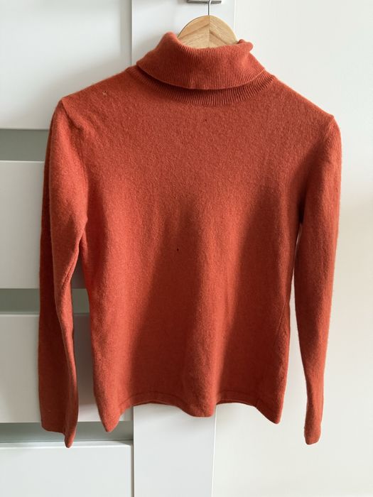 Sweter golf pomarańczowy ceglaty artigiano M wełna