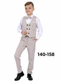 Elegancki garnitur komplet kratka beżowy dla chłopca 12 lat komunia