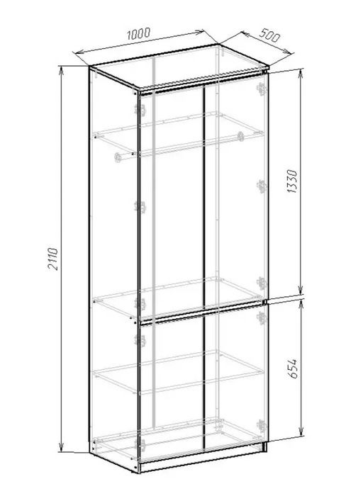 Розпашной Шкаф Стаил-100 2110х1000х520 мм. Бесплатная Доставка.
