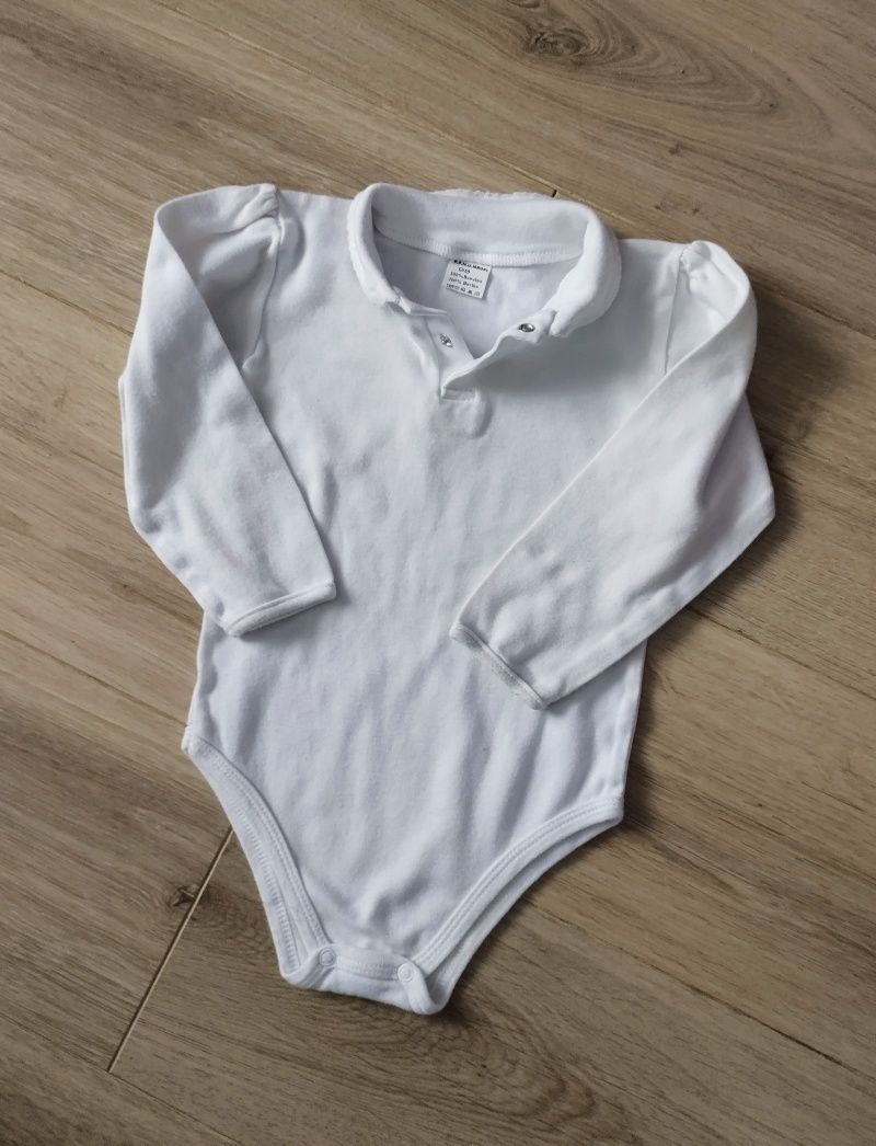 Eleganckie białe body z kołnierzykiem, MROFI, r.98