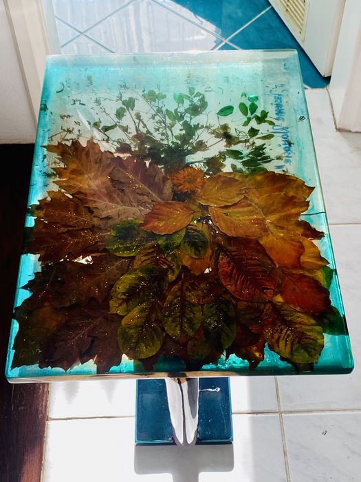 Stół z żywicy epoksydowej, ergonomiczny "Jesienne wariacje"