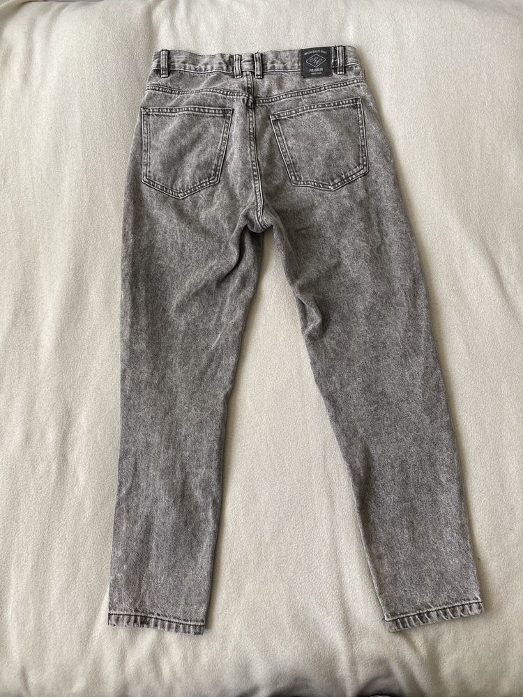 Szare damskie mom jeansy S pull&bear