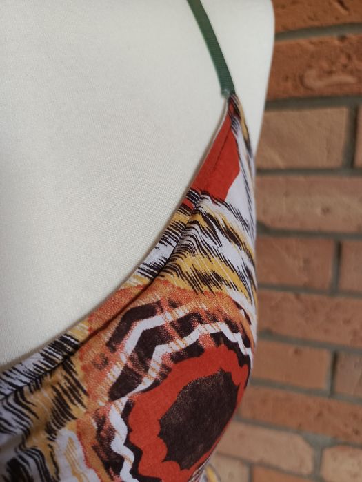 rustykalna sukienka rozkloszowana boho bawełniana S retro