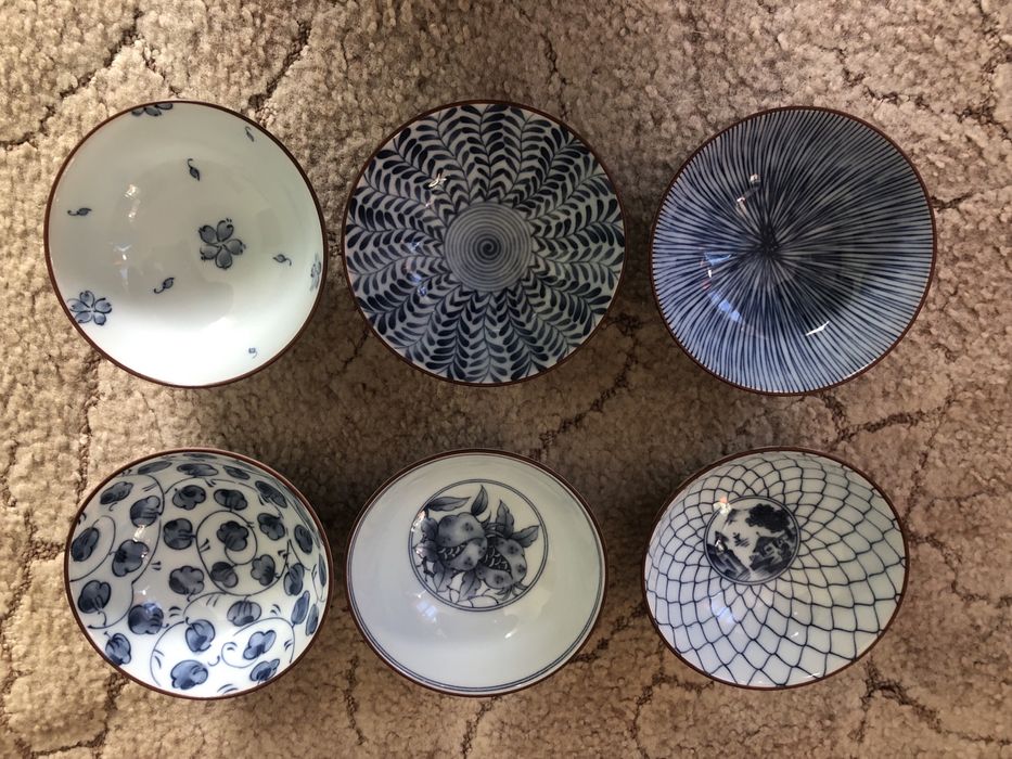 Японські вінтажні керамічні миски , тарілки , набір 6 штук