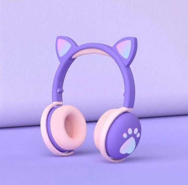 Навушники дитячі бездротові "CAT" ВК-1 з котячими вушками та LED