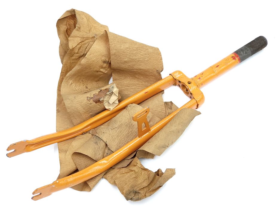 NOWY Widelec Romet Alka 24 cale żółte morelowe widełki