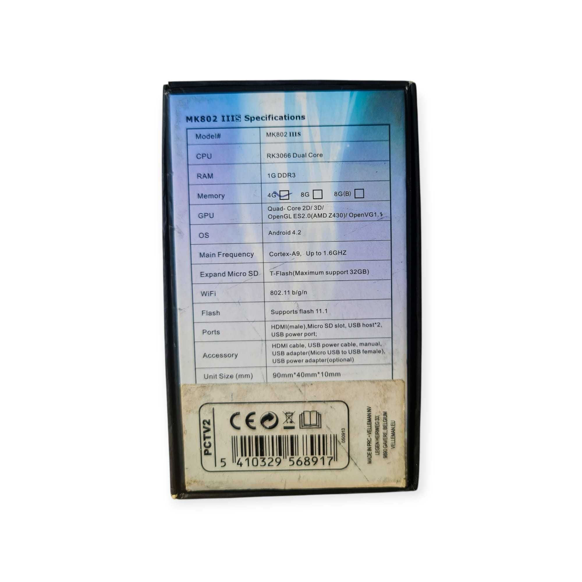Mini PC Android HDMI – Rikomagic MK802 IIIS (Velleman)