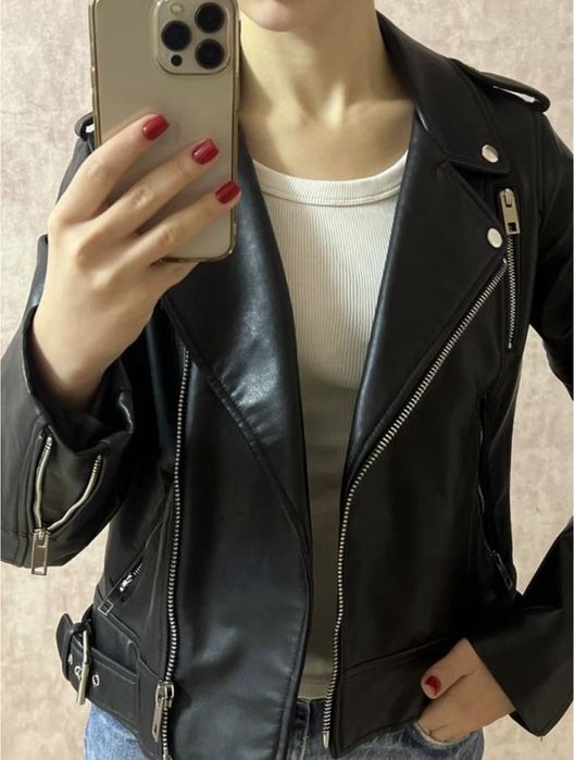 Косуха Zara чорна коротка , шкіряний бомбер