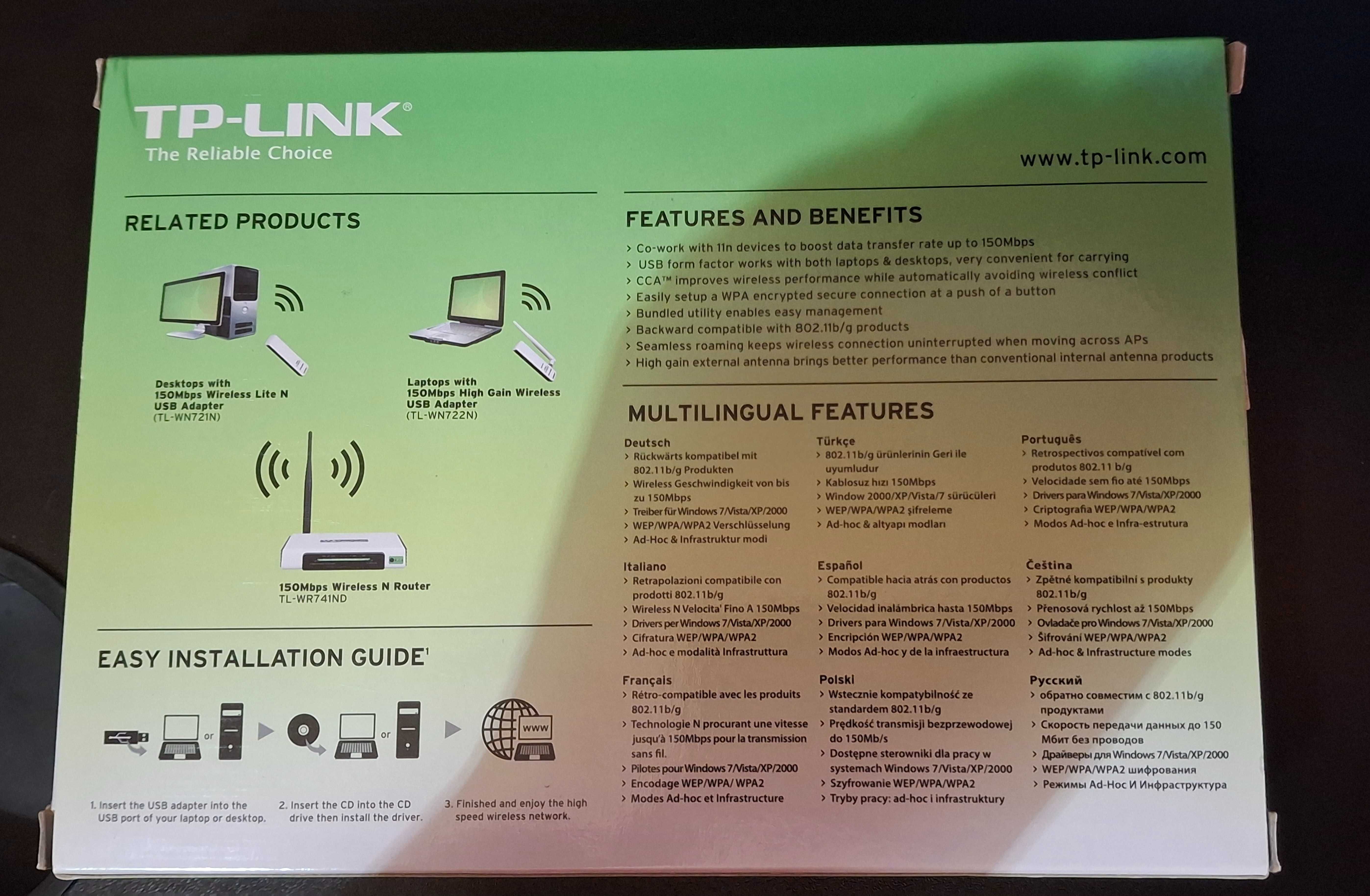 TP-Link High Gain Wireless USB Adapter 150 mbps TL-WN722N