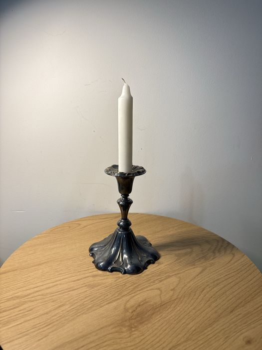 Pojedynczy Świecznik Metalowy Vintage (Plater/Posrebrzany)