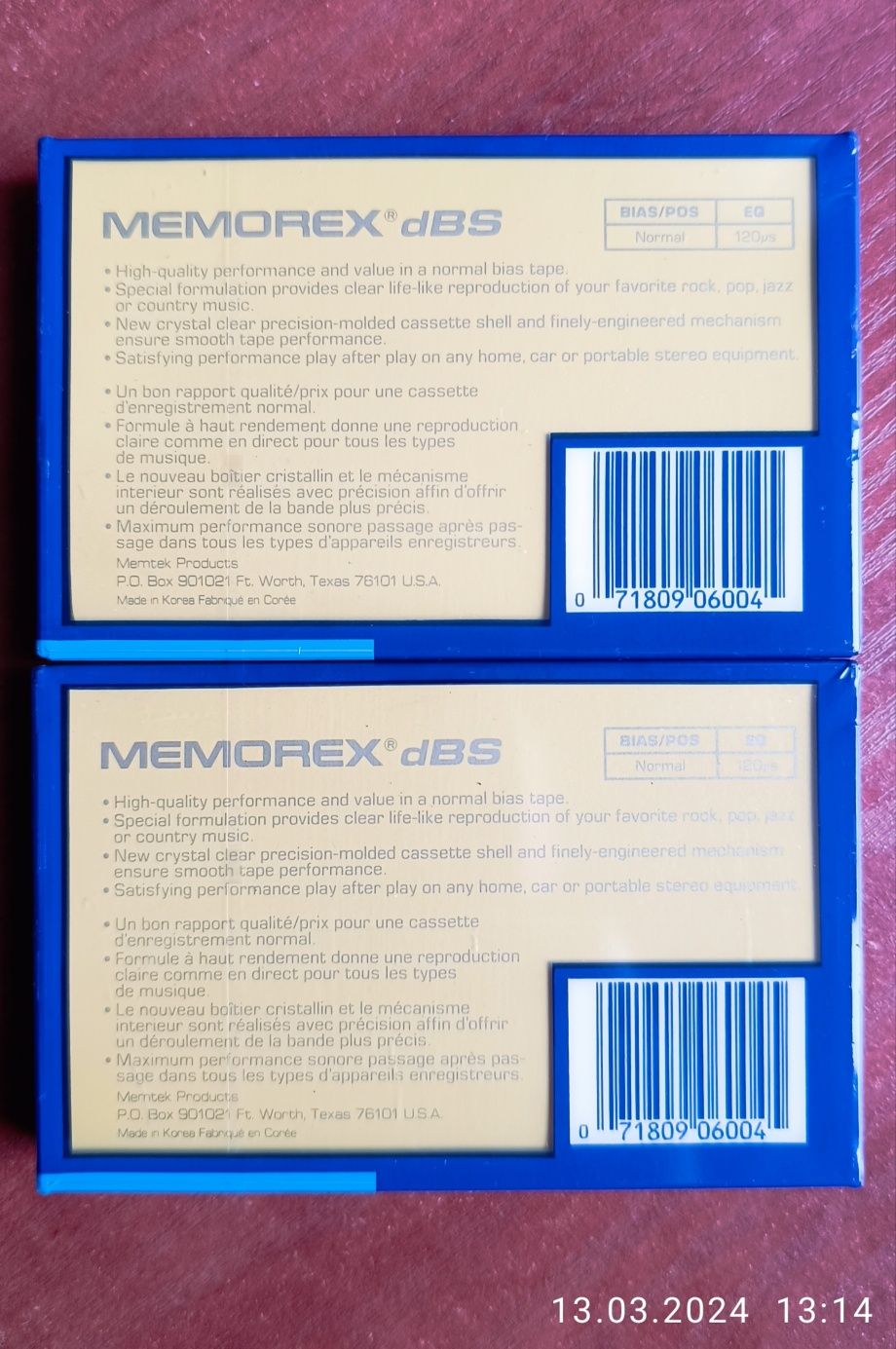 Kasety magnetofonowe MEMOREX dBS90
