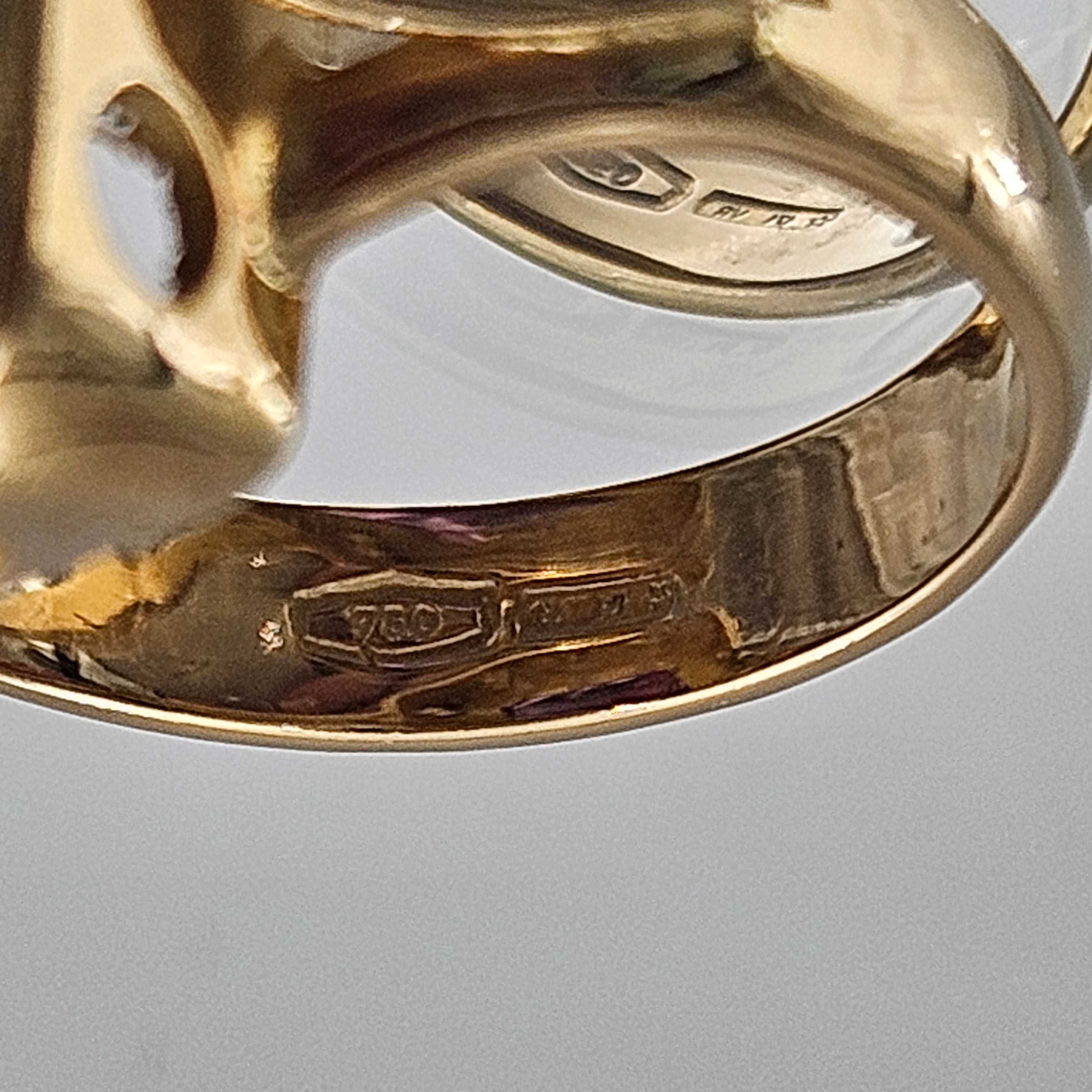 Wspaniały Złoty Pierścionek Z Ametystem Próba 750 18K Rozmiar 16