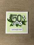 Kartka ręcznie robiona 50- tka Katarzyny, quilling