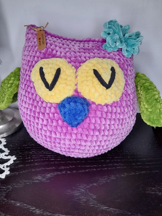 Sowa na szydełku ręcznie robiony prezent rękodzieło Boże Narodzenie