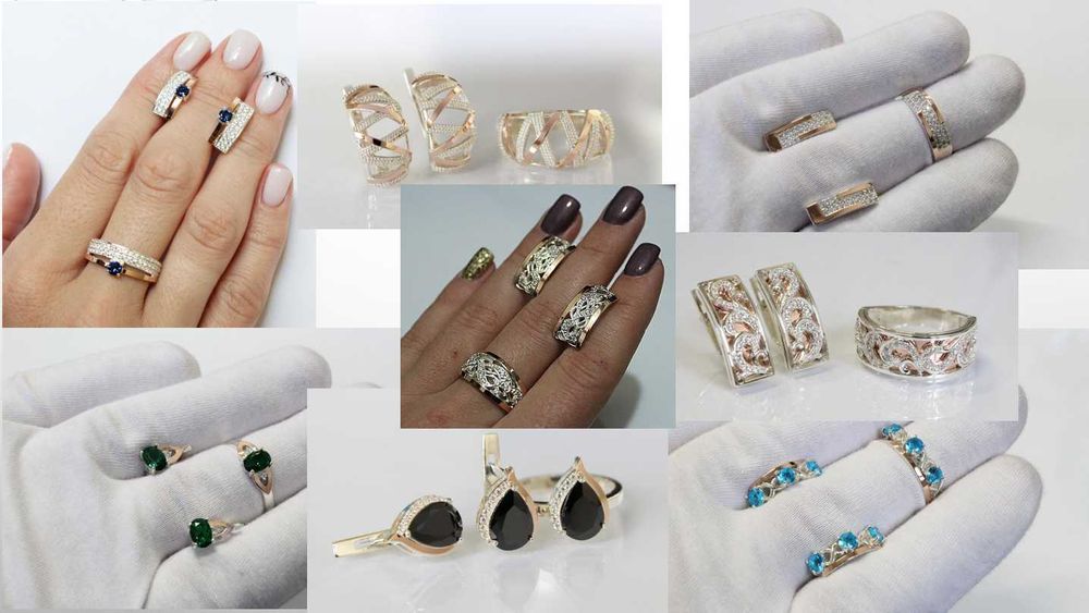 Знижка 10% Срібні прикраси з золотом у Подарунок - Каблучки Сережки