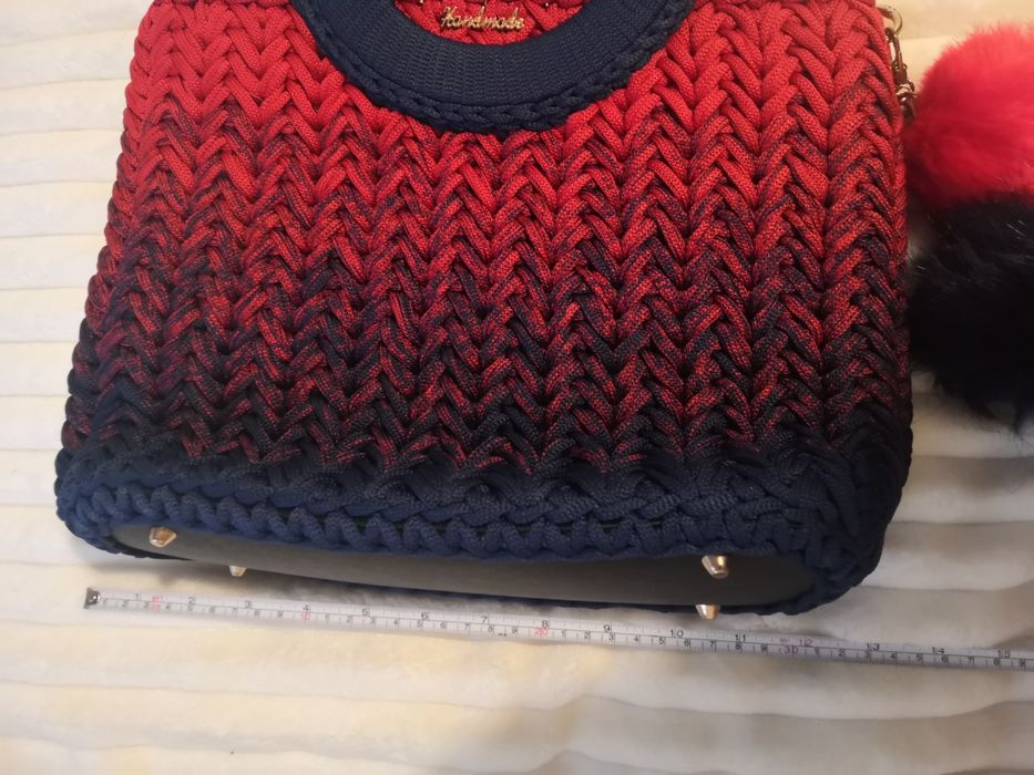 Granat czerwień śliczna torebka handmade