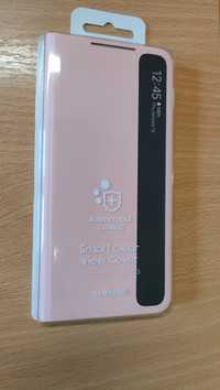 Etui z klapką oryginalne Samsung Galaxy S21+ LED View Cover różowy