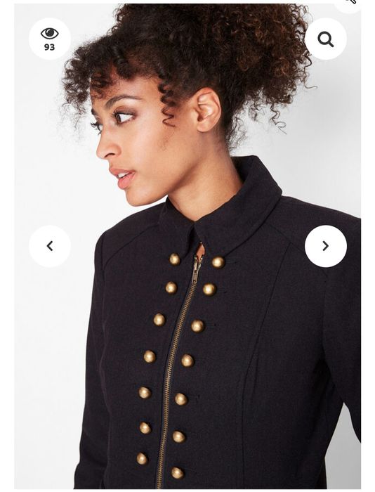 Płaszcz czarny militarny złote guziki Bonprix 54 jak nowy