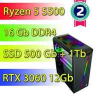 Игровой ПК/Компьютер Ryzen 5 5500 / 16Gb / 1Tb / RTX 3060 12Gb (NEW! )