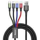 Kabel USB 4w1 1.2m Baseus z nylonowym oplotem 3.5A czarny