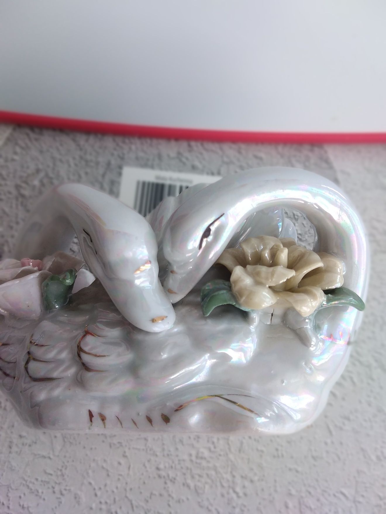 Piękny koszyczek ceramiczny para łabędzi. Vintage.