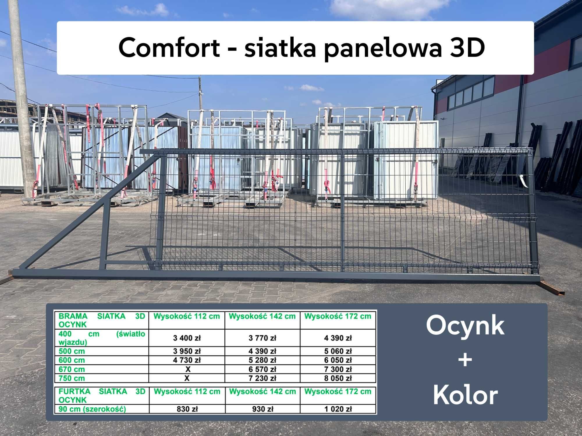 Brama przesuwna i furtka z wypełnieniem siatką 3D ocynk 6m producent