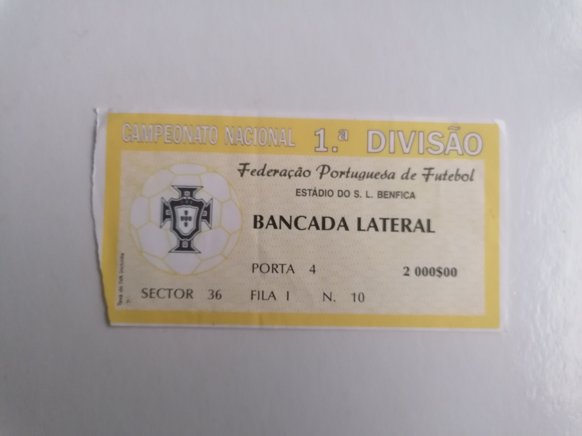 Bilhete de futebol da Federação Portuguesa de Futebol Estádio da Luz