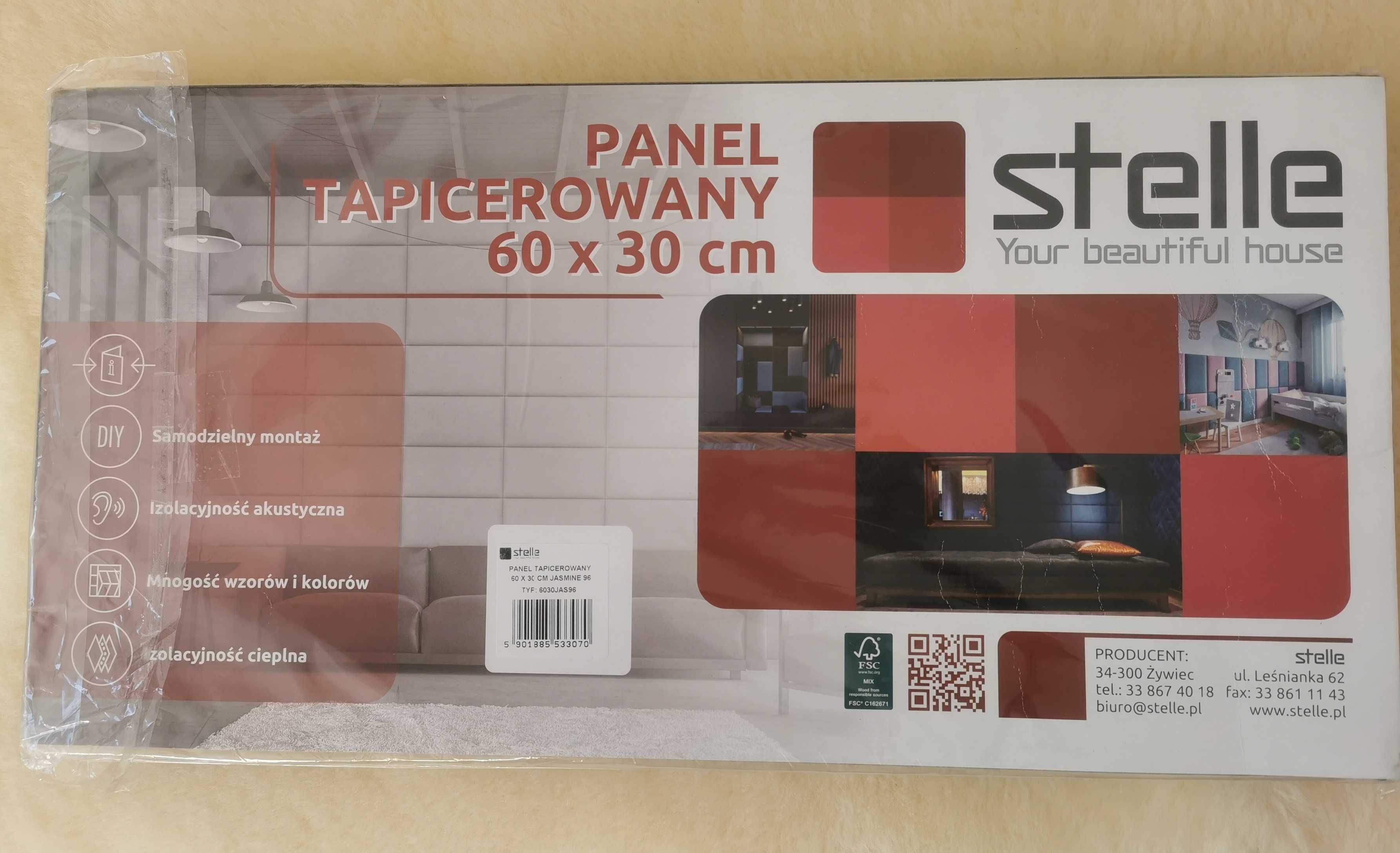 Panel ścienny tapicerowany 2 sztuki szary nowe