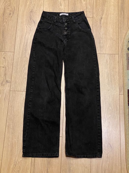 Прямі жіночі чорні джинси кокетки IT’S BASIC