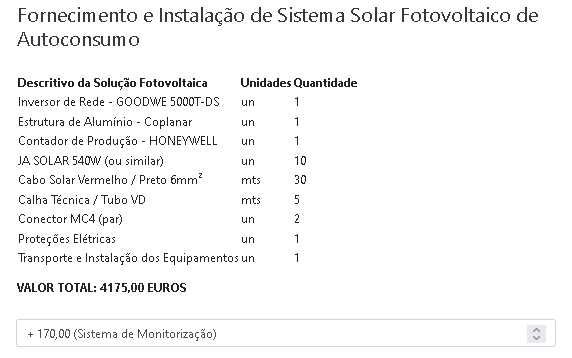 Instalações Fotovoltaicas Autoconsumo com Inversor de Rede (Monfásico)