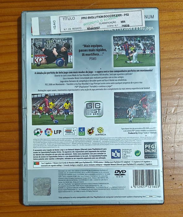 Pro Evolution Soccer 2008 Platinum PS2