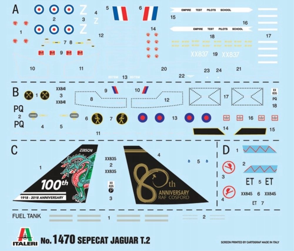 Samolot Jaguar T.2 R.A.F. Trainer model ITALERI 1470