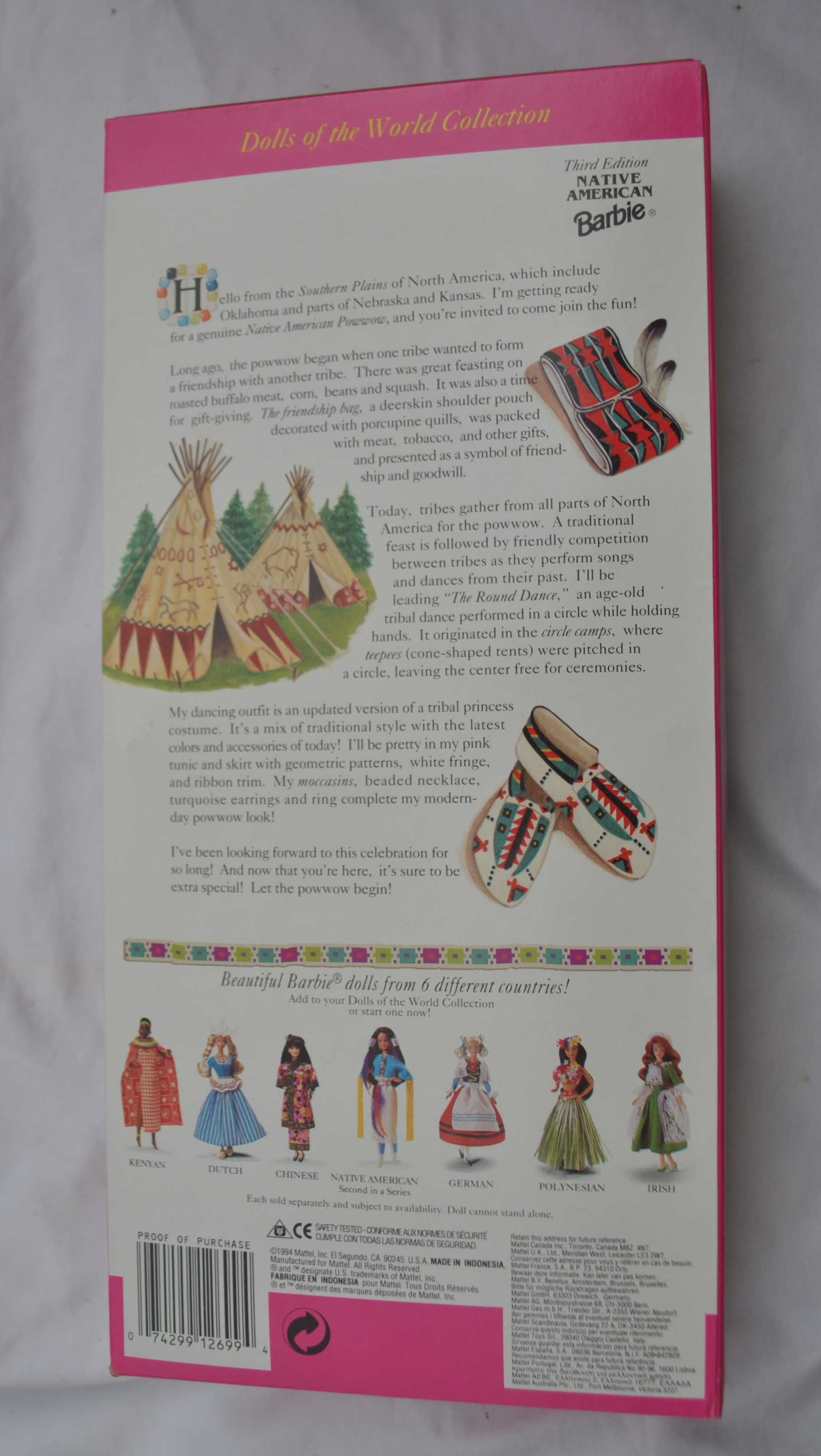 lalka barbie NATIVE AMERICAN Dolls of the World Collection 1994