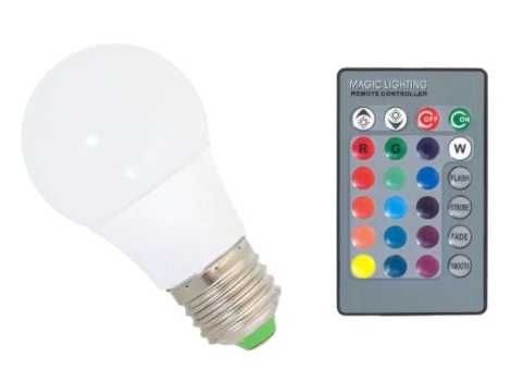 Żarówka led rgb kolorowa 16 kolorów e27 3w + pilot