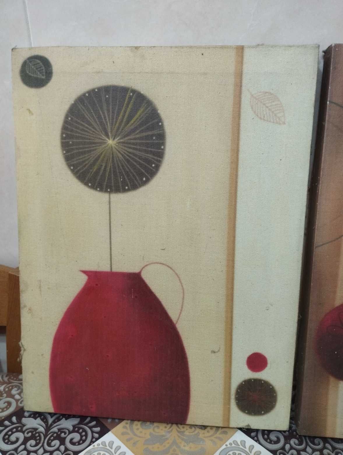 Conjunto Quadro em tela vasos de flores