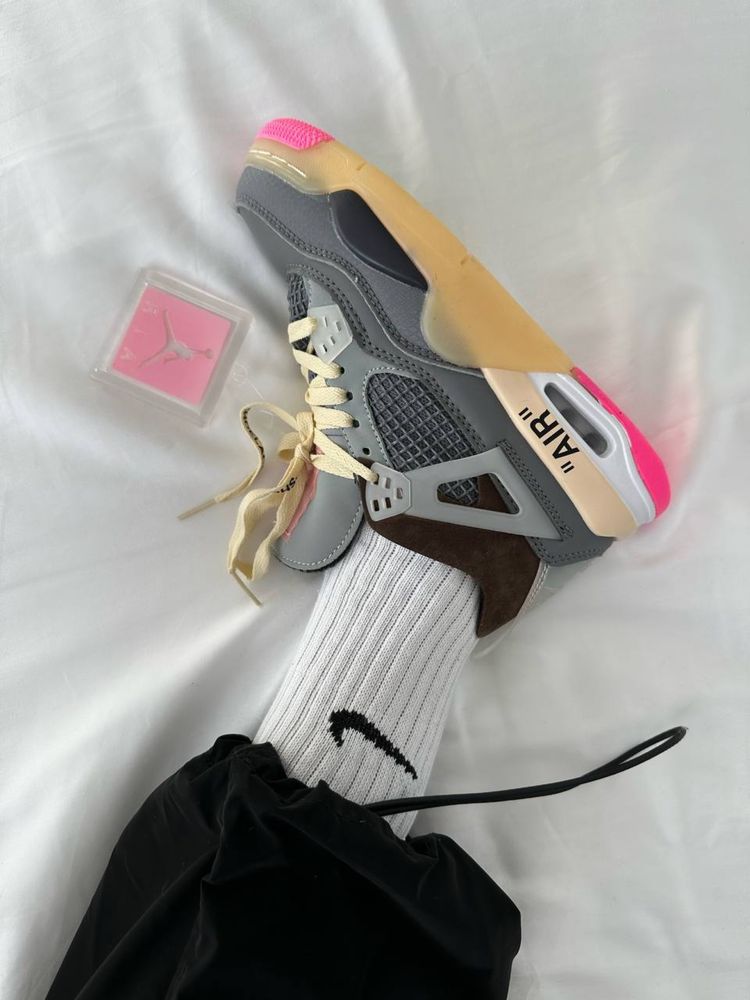 Buty damskie Nike Air Jordan 4 x Off White grey pink