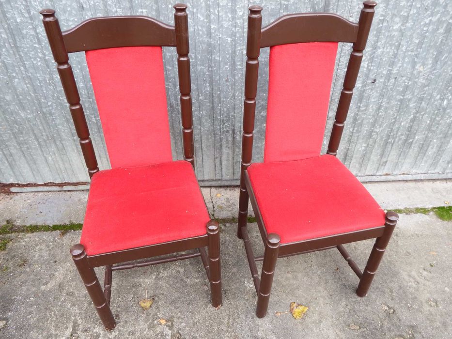 KRZESŁO tapicerowane PRL / drewno bukowe / stan BDB / 2 sztuki komplet