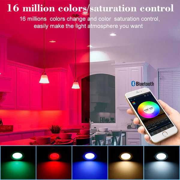 Bezprzewodowy Bluetooth 5W LED wpuszczany punktowy RGB 1szt.