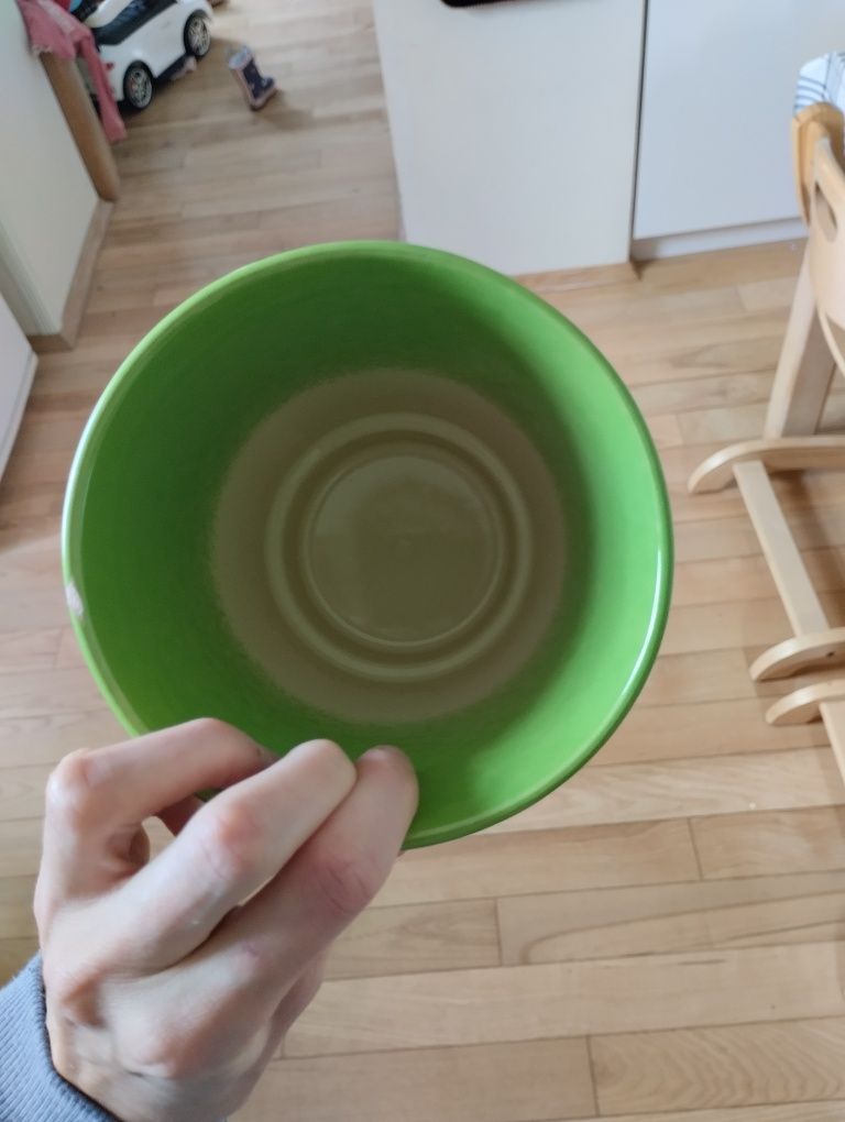 Zielona Ceramiczna osłonka na doniczkę storczyka wys.16 cm