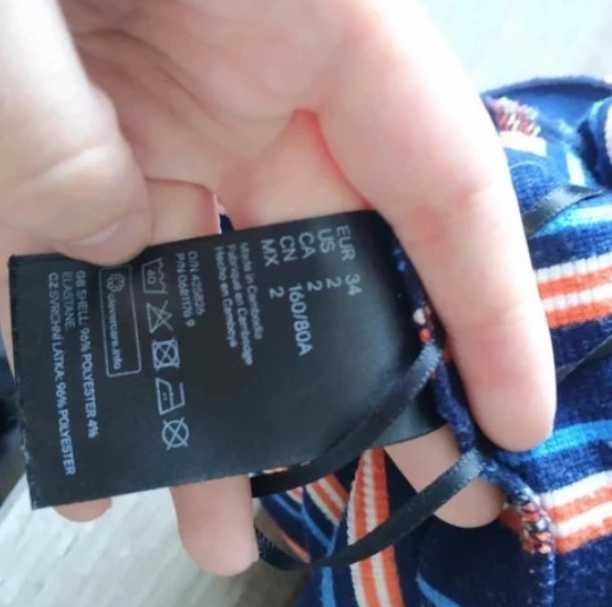 Obcisła sukienka H&M paski r. 34 letnia