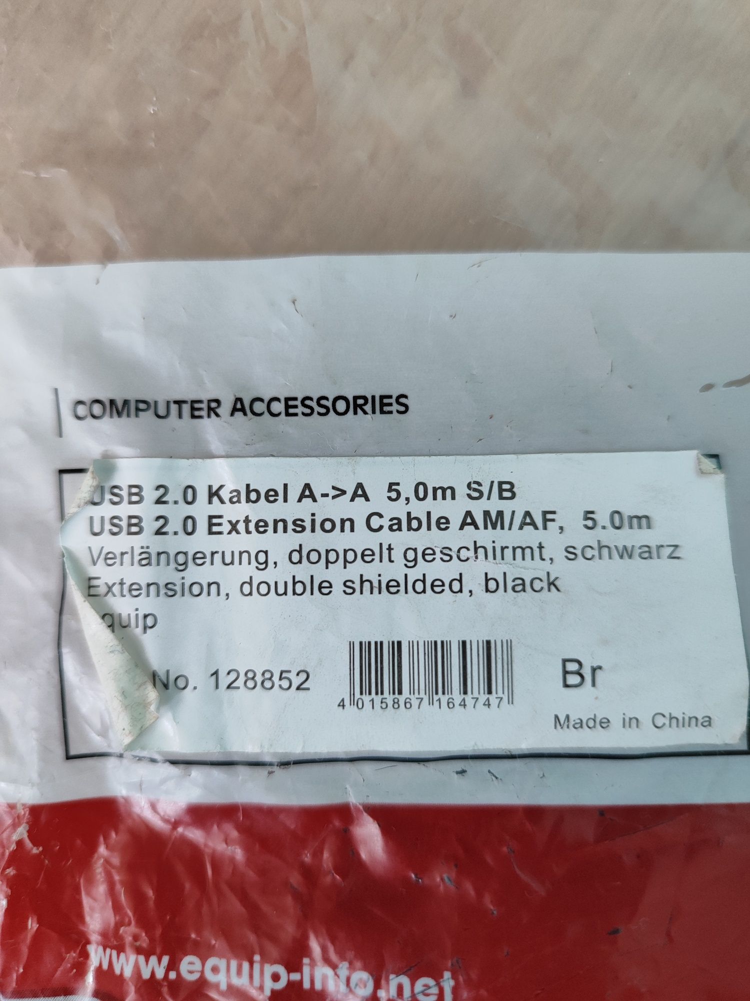 Kabel USB 2.0 A-->A - 5 m. - sprawny