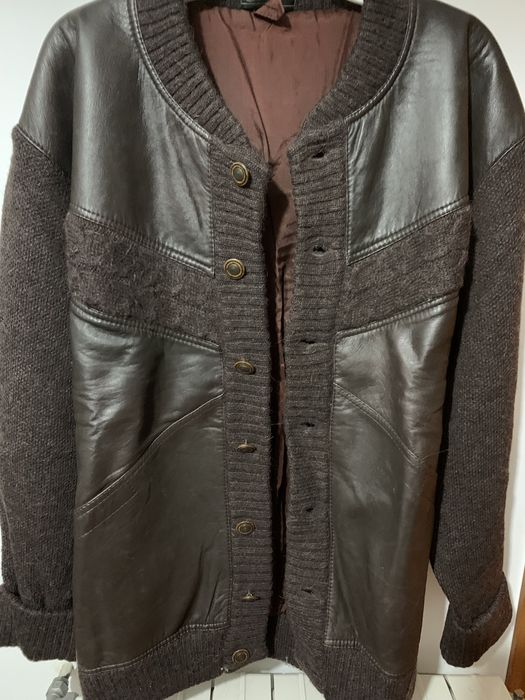 Casaco de malha com couro