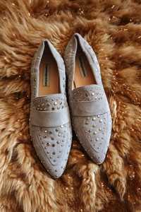 Copenhagen Shoes mokasyny zamszowe loafersy nity ćwieki Boho Suede 37