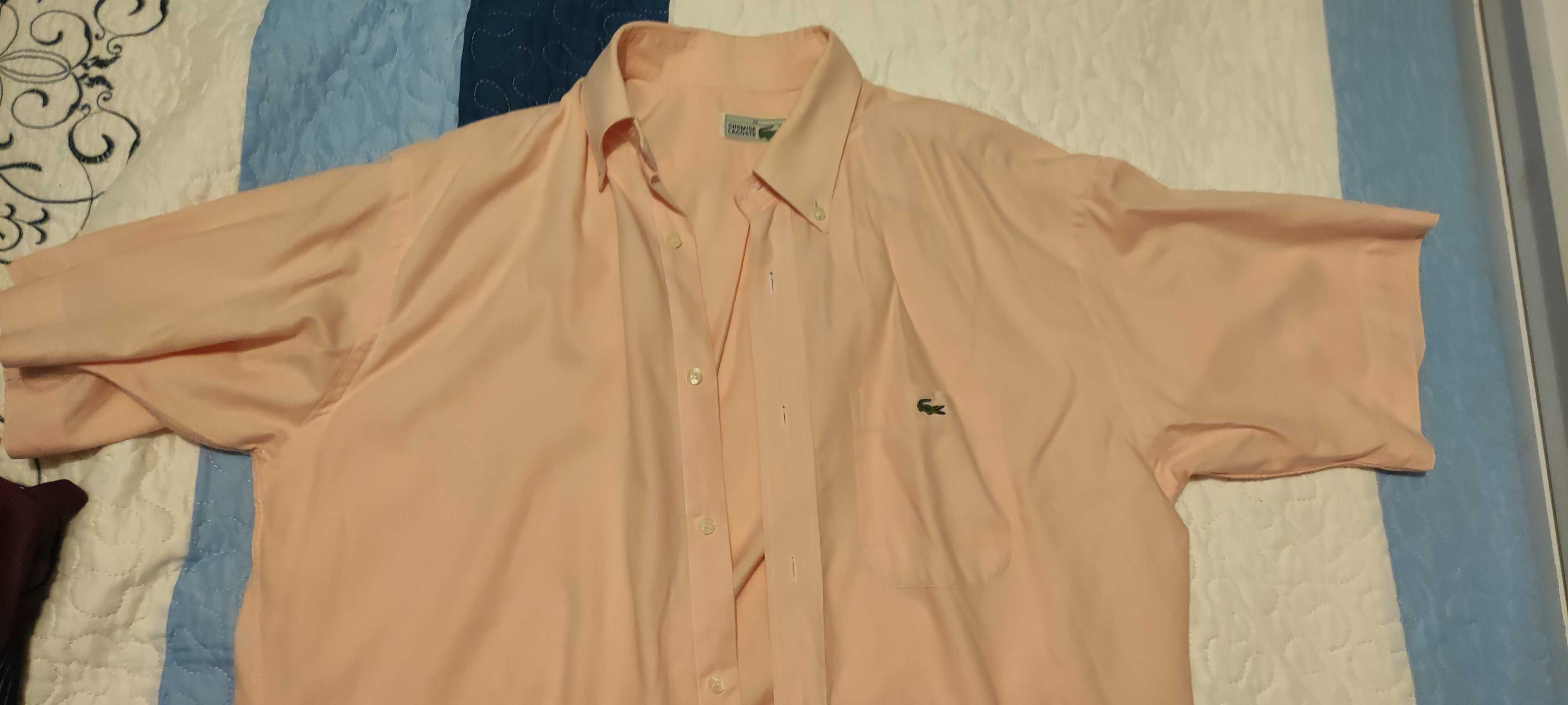 Camisa Lacoste de manga curta - Cor salmão - Tamanho 39