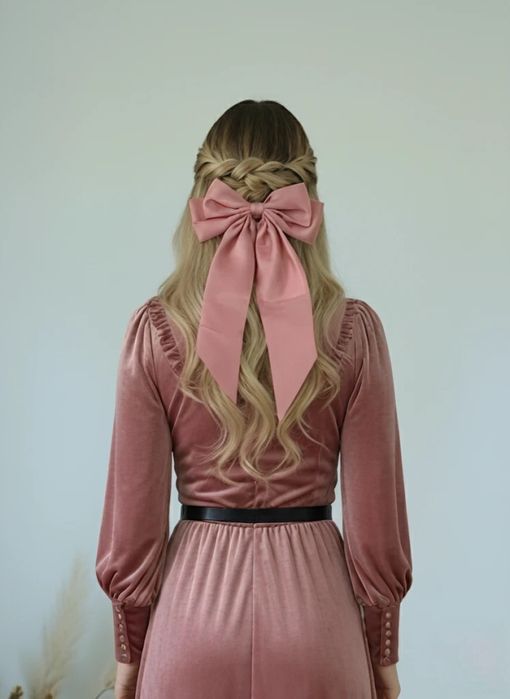 Kokarda różowa duża spinka do włosów