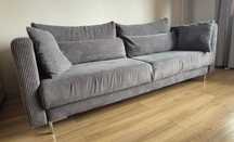 Sofa 3-osobowa, sztruksowa, szara