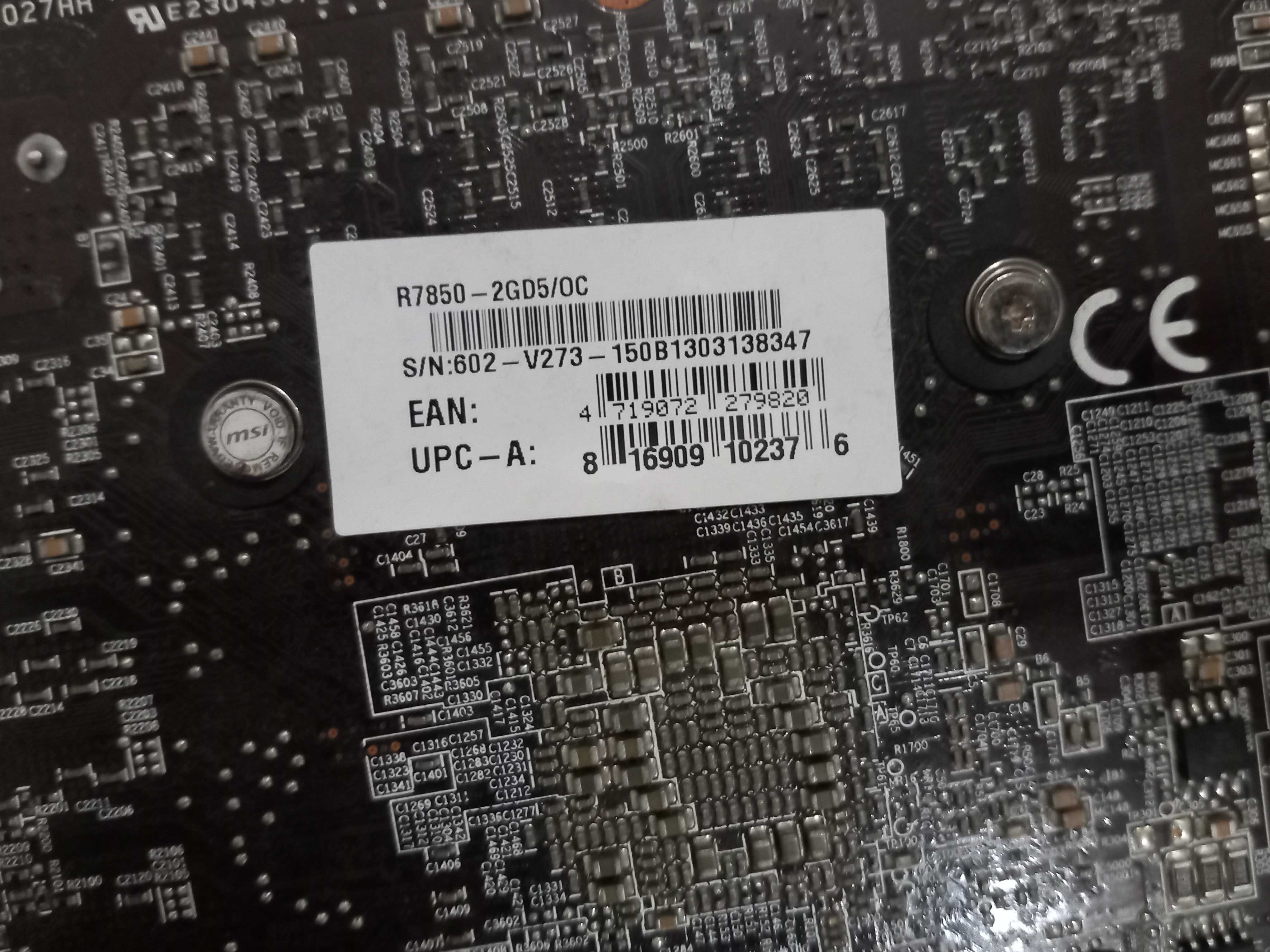 Placa Gráfica- MSI R7850 2GD5/OC